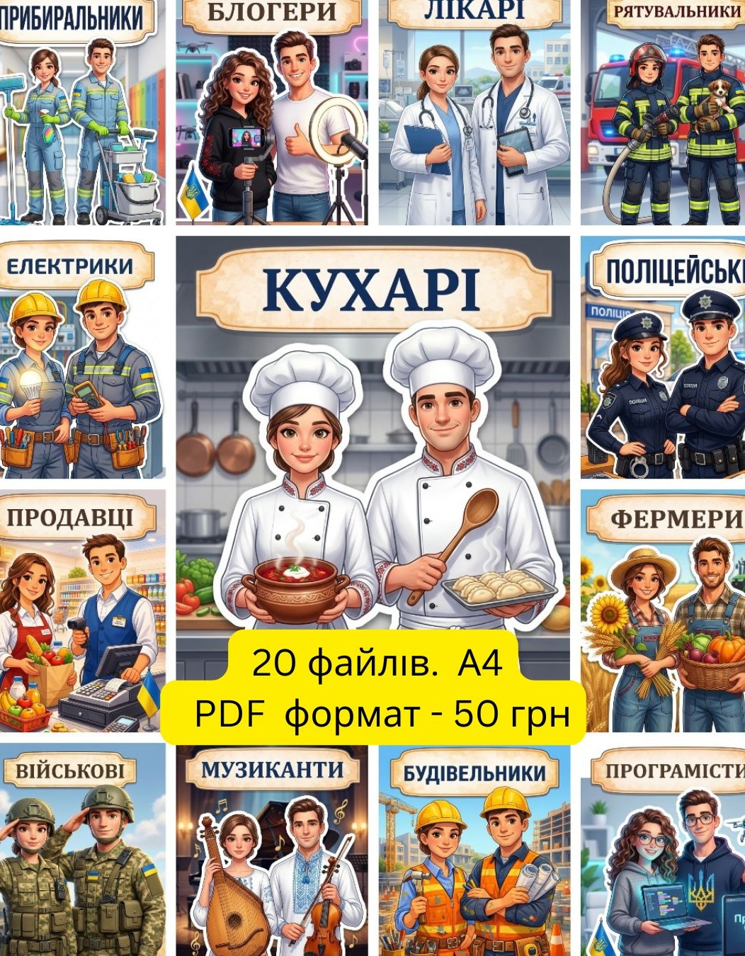 20 професій, демонтраційний матеріал, PDF формат