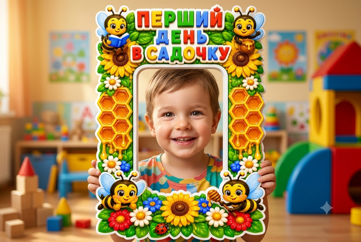 Рамка Бджілки «Перший день у садочку» для святкових фото!