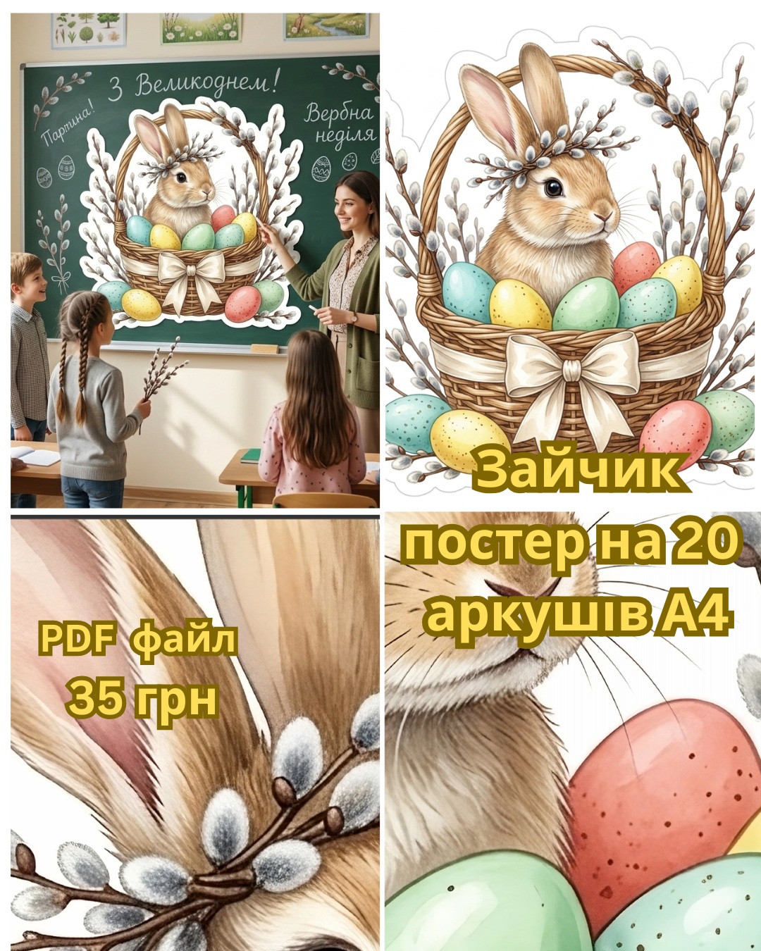 Великодній зайчик в кошику