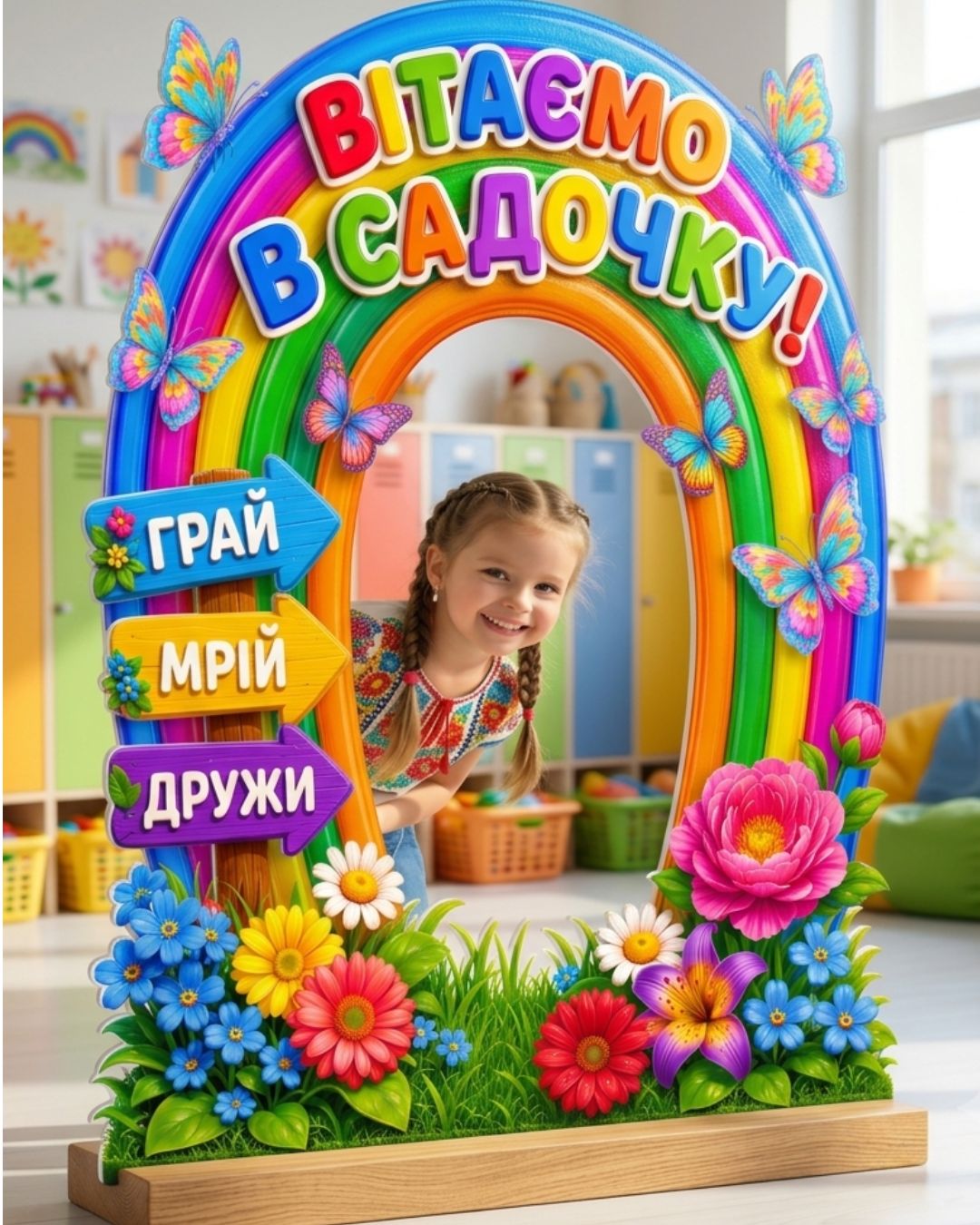 Фотозона Веселка "Вітаємо в садочку"