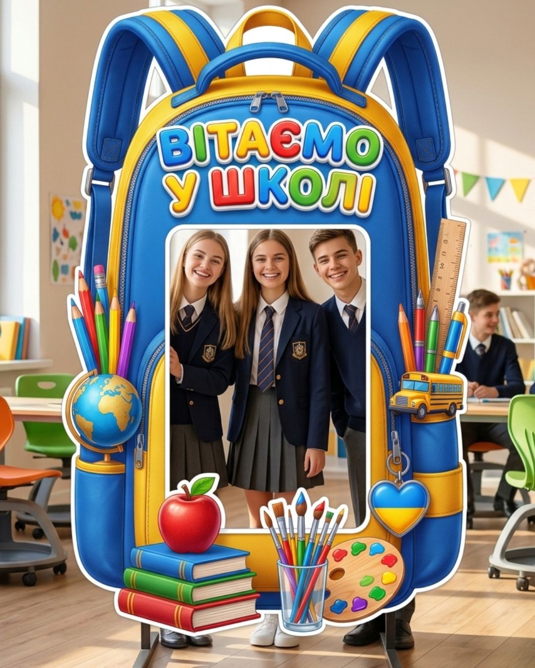 🎒 Гігантська фотозона «Наплічник — Вітаємо у школі!»