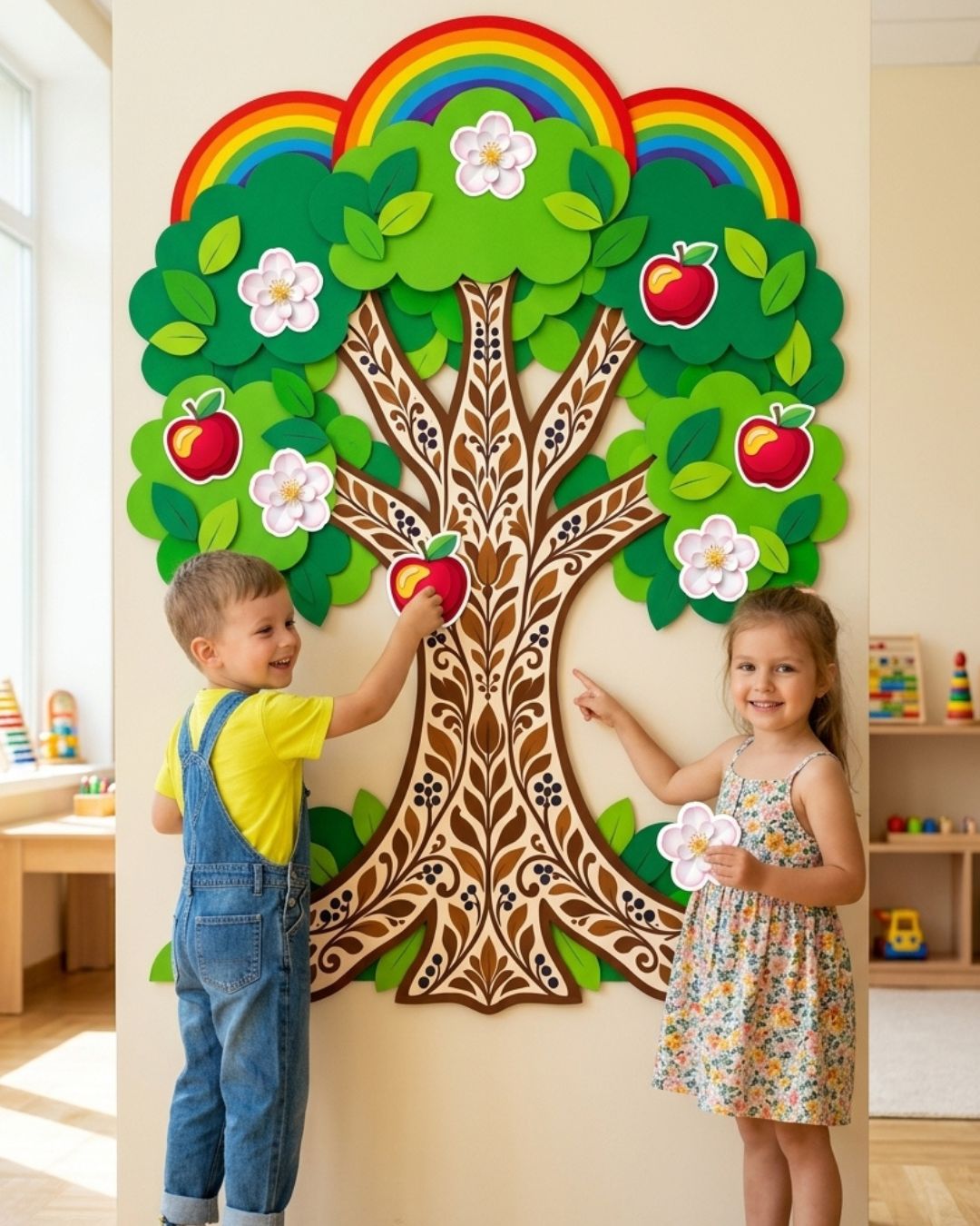 Дерево з яблучками та квітами 🌸🍎
