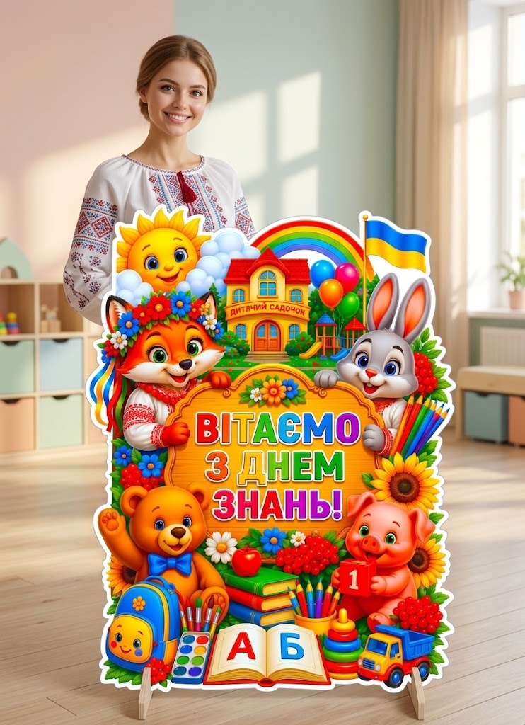 🌸 Вітаємо з Днем знань! 📚✨  Яскрава фотозона для садочка